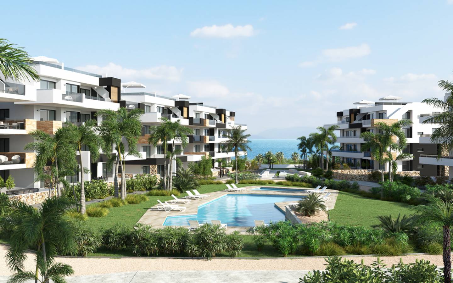 Appartements à vendre à Playa Flamenca, Orihuela Costa, Costa BlancaLa résidence est composée de 144 logements répartis en 10 blocs de 2 chambres avec vue mer